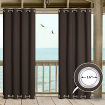 Outdoor Curtain Drape with Double Grommets on Top and Bottom for Extra Wide Outdoor Patio (1 Panel)