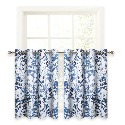 Watercolor Leaves Pattern Printed Tier Curtain(1 Panel)