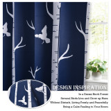 Energy Saving Forest Birds Botanical Pattern Printed Blackout Curtain (1 Panel)