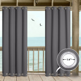 Windproof Outdoor Curtains with Top & Bottom Grommets for Porch, Patio Door(1 Panel)