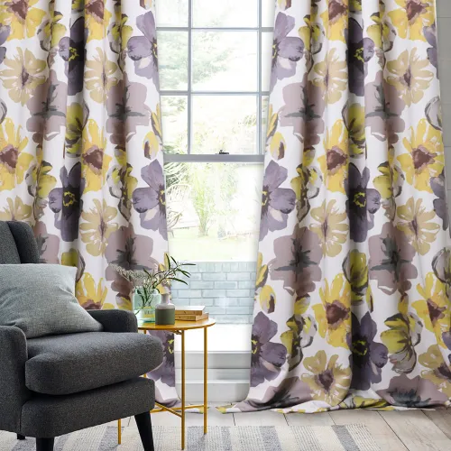 Multicolor Flower Pattern Printed Blackout Curtain (1 Panel)