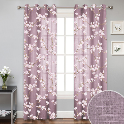 Farmhouse Floral Botanical Voile Sheer Curtain(1 Panel)