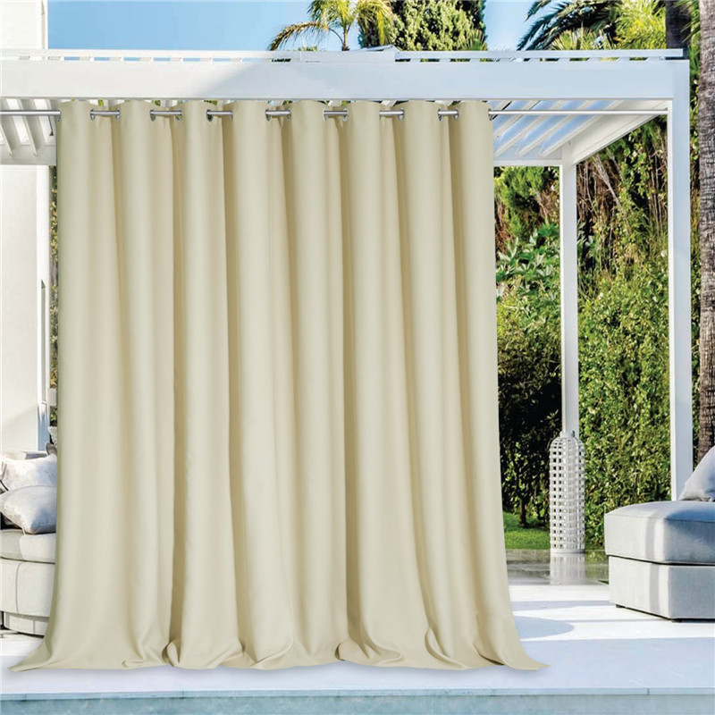 Windproof Outdoor Curtains with Top & Bottom Grommets for Porch, Patio Door