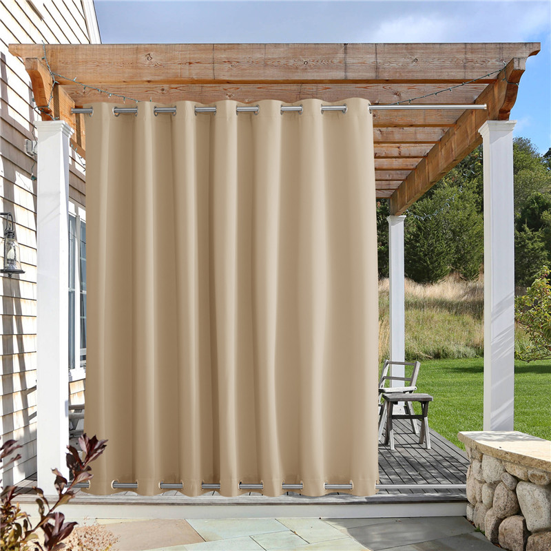 Windproof Outdoor Curtains with Top & Bottom Grommets for Porch, Patio Door