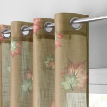 Maple Leaf Textured Semi Sheer Curtain in Atrovirens(1 Panel)