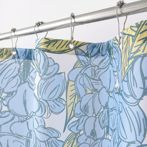 Floral Printed Plant Water Resistant Shower Curtain