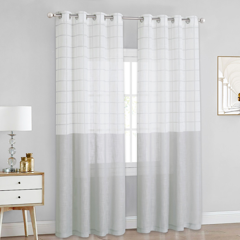 Lattice Linen Textured Semi-Sheer Curtain - 1 Panel