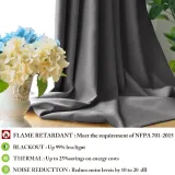 Solid Inherent Soundproof Flame Retardant Blackout Curtain - 1 Panel
