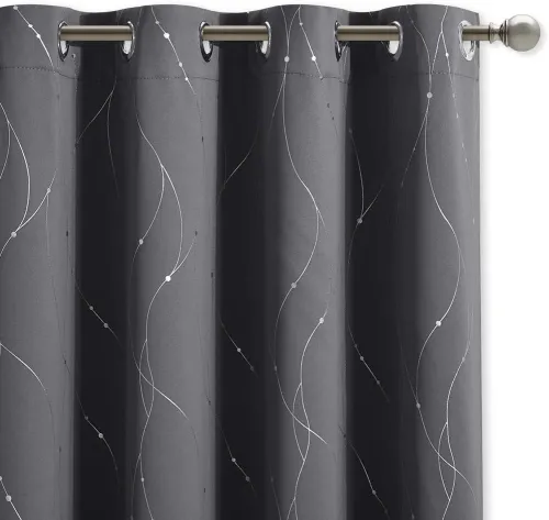 Foil Striped Printed Pattern Blackout Curtain (1 Panel)