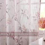 Rose Pattern Floral Natural Style Semi-Sheer Curtain (1 Panel)