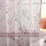 Rose Pattern Floral Natural Style Semi-Sheer Curtain (1 Panel)