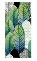 RYBhome Green Leaves Print Japanese Noren Doorway Curtain (1 Panel)