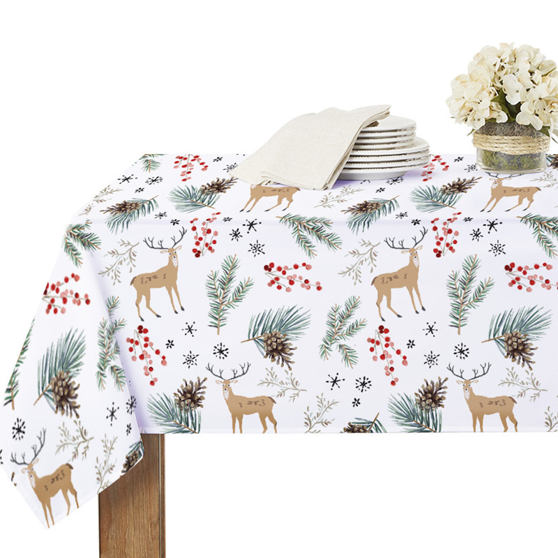 White Christmas tablecloth for Rectangle Table