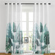 Palm Leaves Printed Pattern Linen Textured Sheer Curtain (One Panel)