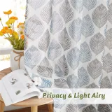 Leaf Pattern Printed Linen Semi-sheer Curtain - 1 Panel