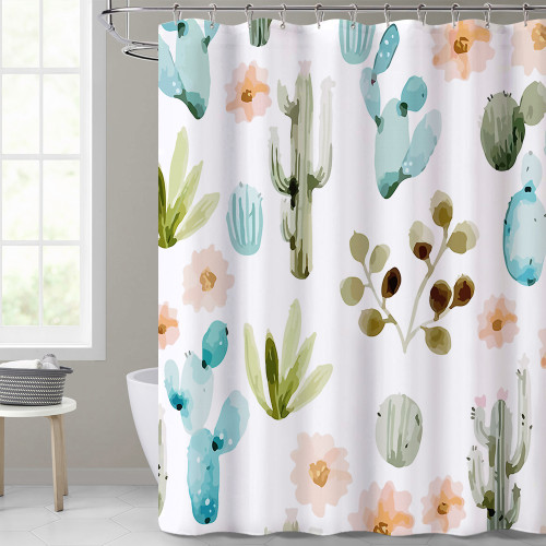 Watercolor Cactus, Simple Modern Fashion Shower Curtain,1 PC