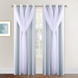 2 Layers Crinkled Voile Blackout Curtain with Free Tie-Backs (1 Panel)
