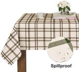 Waterproof Taupe Buffalo Checked Rectangle Plaid Tablecloth