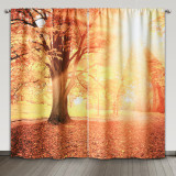 Autumn Park Pattern Digital Printing Room Darkening Curtain (Set of 2 Panels)