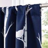 Modern Tree and Birds Pattern Grommet Drape Tier Curtain - 1 Panel