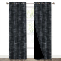 Complex Grid Thin Lines Pattern Noise Reducing 100% Blackout Curtain (1 Panel)