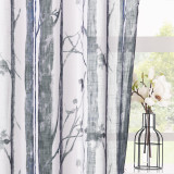 Botanic Tree Branch Pattern Linen Textured Semi-Sheer Curtain (1 Panel)