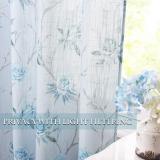 Rose Pattern Floral Natural Style Semi-Sheer Curtain (1 Panel)