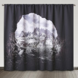 Natural Cave Grotto Mountain Landscape Pattern Blackout Curtain (Set of 2 Panels)