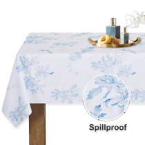 RYBhome Custom Tablecloth with Blue Flower for Rectangle Table