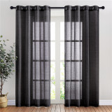 Solid Linen Textured Semi-Sheer Curtain (One Panel)