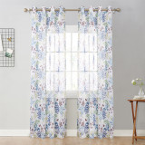 Hierarchical Fruit and Leaf Pattern Faux Linen Semi-Sheer Curtain (1 Panel)