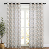 Leaf Pattern Printed Linen Semi-sheer Curtain - 1 Panel