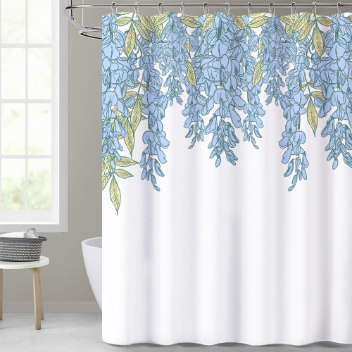 Floral Printed Plant Water Resistant Shower Curtain