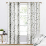 Botanic Tree Branch Pattern Linen Textured Semi-Sheer Curtain (1 Panel)
