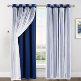 2 Layers Mix & Match Elegance Gauze & Blackout Curtain Panel with Free Rope