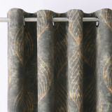 Leaf Weave Printed Pattern Room Darkening Blackout Curtain (1 Panel)