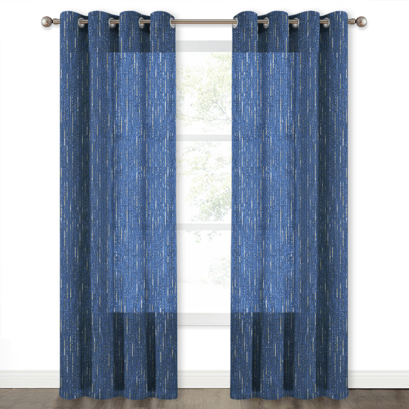 Starry Faux Linen Semi-Sheer Curtain (1 Panel)