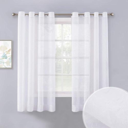 White Crinkled Voile Textured Sheer Curtain (1 Panel)