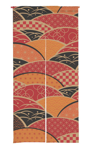 Colorful Sector Print Japanese Noren Doorway Curtain (1 Panel)