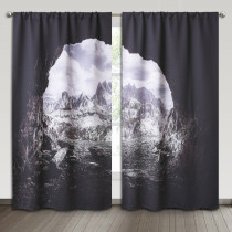 Natural Cave Grotto Mountain Landscape Pattern Blackout Curtain (Set of 2 Panels)