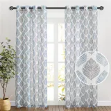 Leaf Pattern Printed Linen Semi-sheer Curtain - 1 Panel