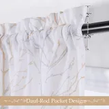 Branch Pattern White Faux Linen Textured Semi-Sheer Curtain (1 Panel)