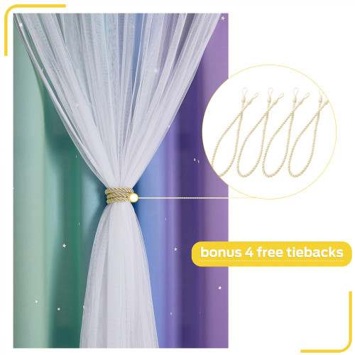 Rainbow Star Cut Out Blackout Curtain,Sold as 1 Panel