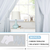 Sheer Voile Window Drape with Star Cut Blackout Curtain for Baby Room, Kids Room - 1 Panel