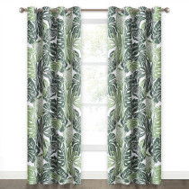 Banana Leaves Pattern Printed Blackout Curtain (1 Panel）