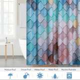 Ocean Fish Scale Pattern Printed Shower Curtain
