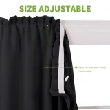 Adjustable Width Privacy Curtain Hang with Sticky Strap - Set of 2 Panels