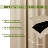 Adjustable Width Privacy Curtain Hang with Sticky Strap - Set of 2 Panels