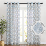 Leaf Pattern Printed Linen Semi-sheer Curtain - 1 Panel