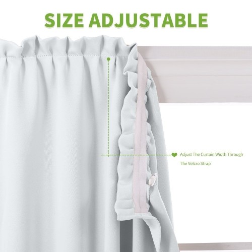 Adjustable Width Privacy Curtain Hang with Sticky Strap - Set of 2 Panels
